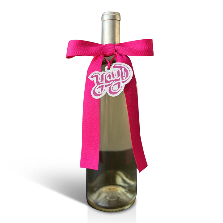 Bottle Bow + Tag - YAY fuschia